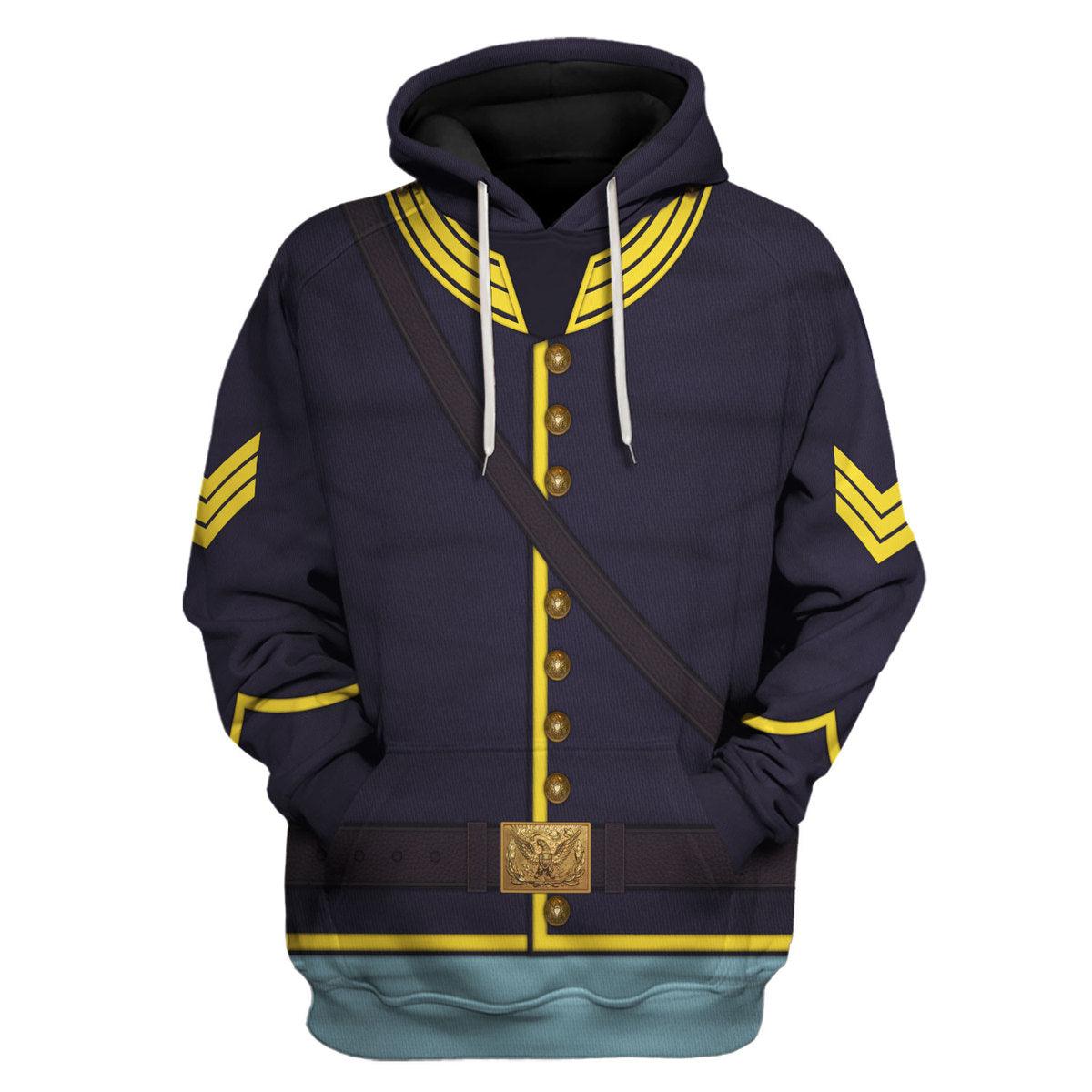 Gearhomie American Union Army- Cavalry Sergeant Uniform All Over Print Hoodie Sweatshirt T-Shirt Tracksuit - Gearhomie.com