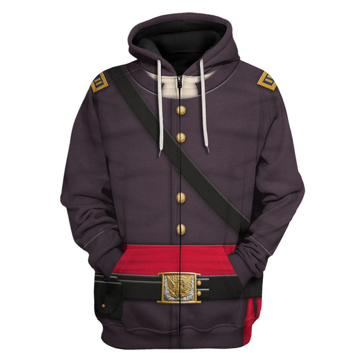 CustomsPig American Union Army Infantry Officer-Captain Uniform All Over Print Hoodie Sweatshirt T-Shirt Tracksuit - CustomsPig.com