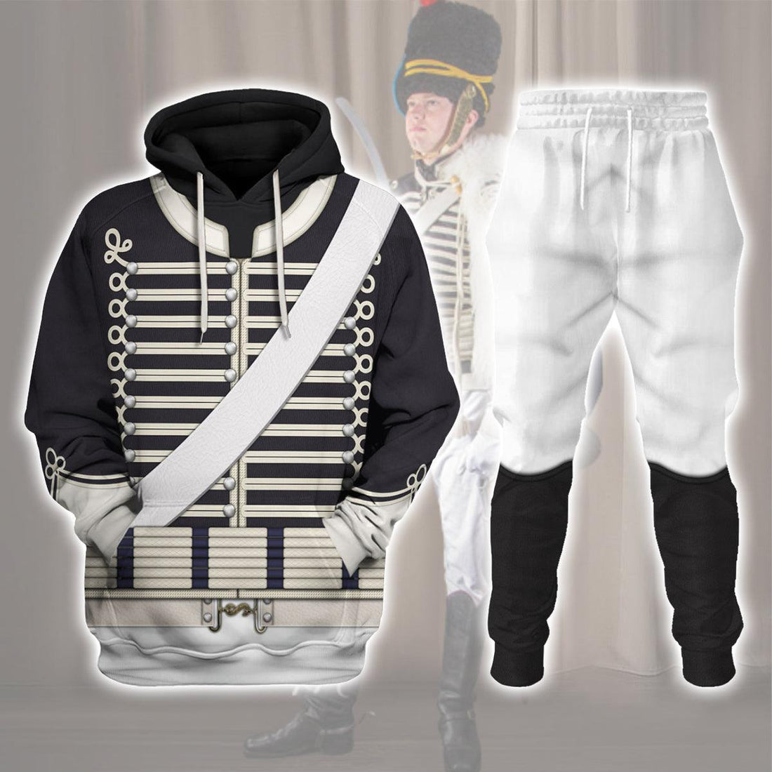Gearhomie British 18th Hussar-Full Dress (1806-1815) Uniform All Over Print Hoodie Sweatshirt T-Shirt Tracksuit - Gearhomie.com