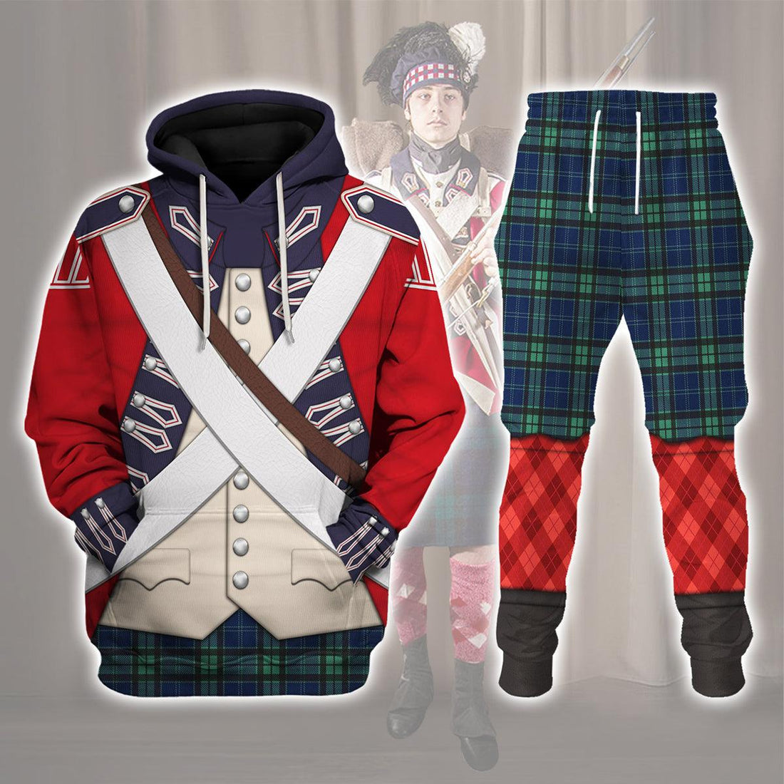 Gearhomie British 42nd Highland Infantry-1776-1783 Uniform All Over Print Hoodie Sweatshirt T-Shirt Tracksuit - Gearhomie.com