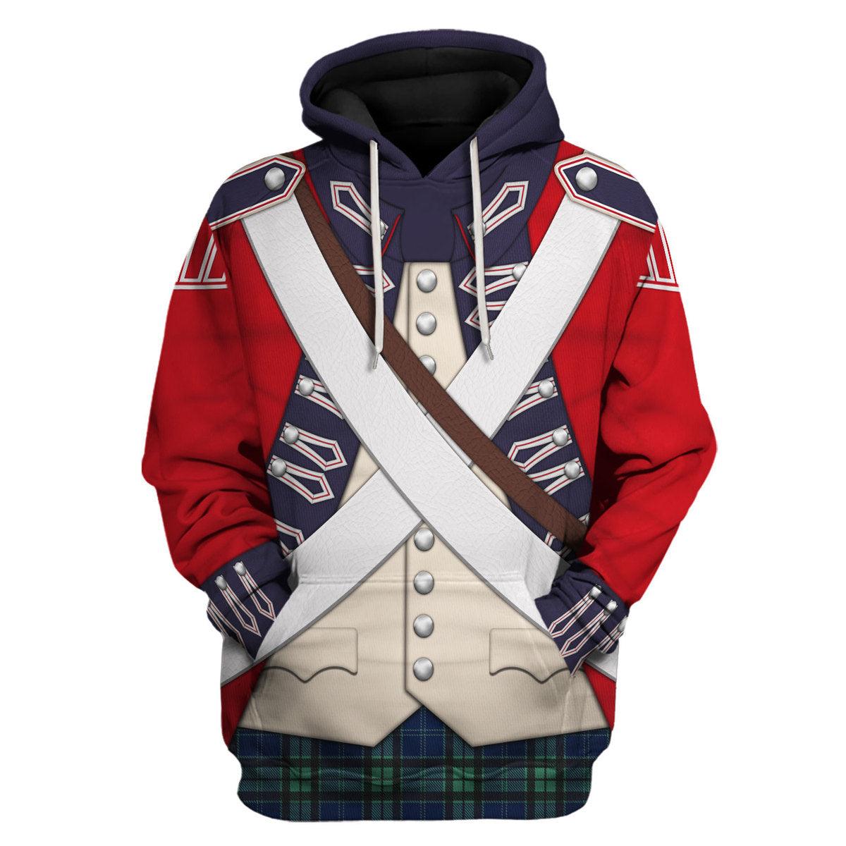 Gearhomie British 42nd Highland Infantry-1776-1783 Uniform All Over Print Hoodie Sweatshirt T-Shirt Tracksuit - Gearhomie.com