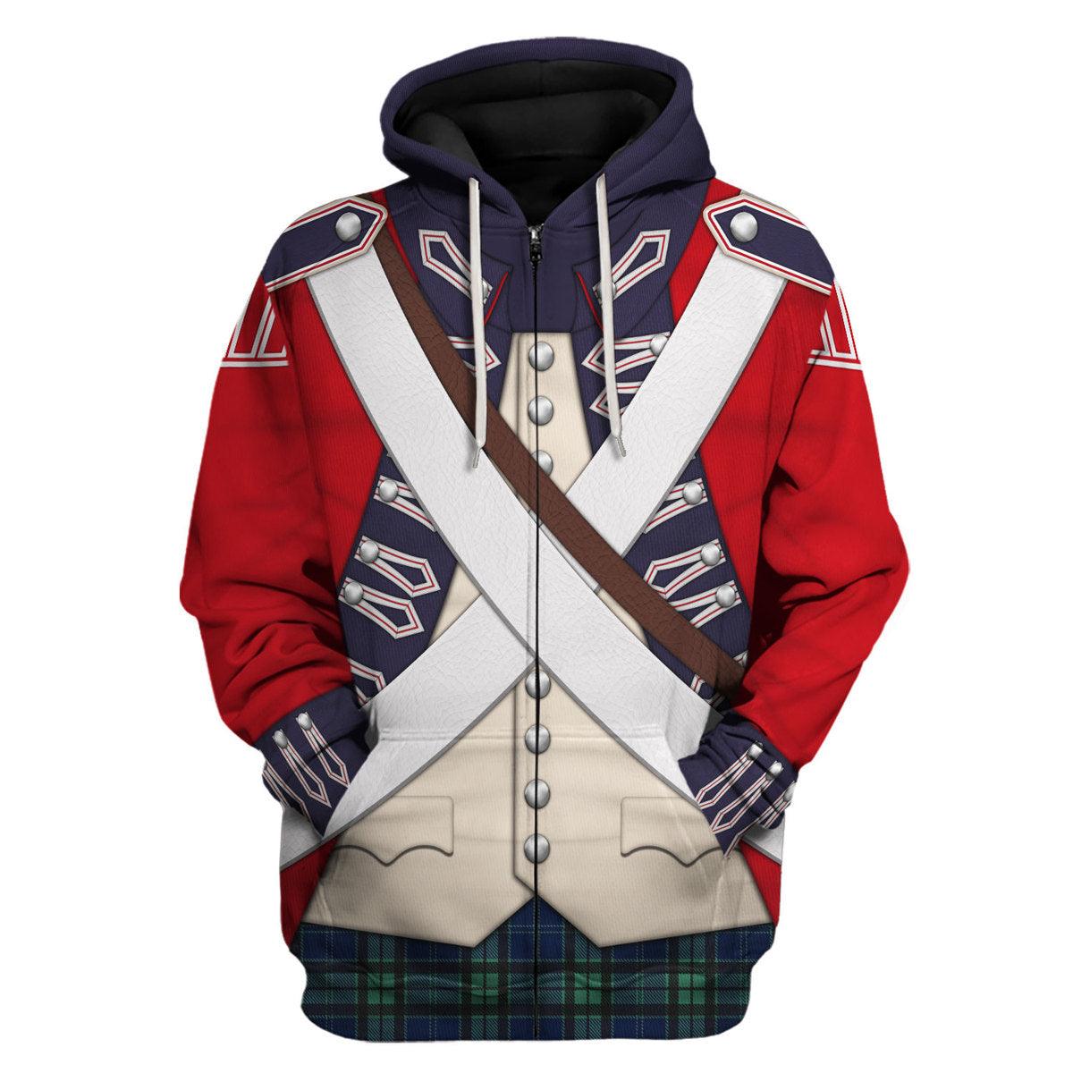 Gearhomie British 42nd Highland Infantry-1776-1783 Uniform All Over Print Hoodie Sweatshirt T-Shirt Tracksuit - Gearhomie.com
