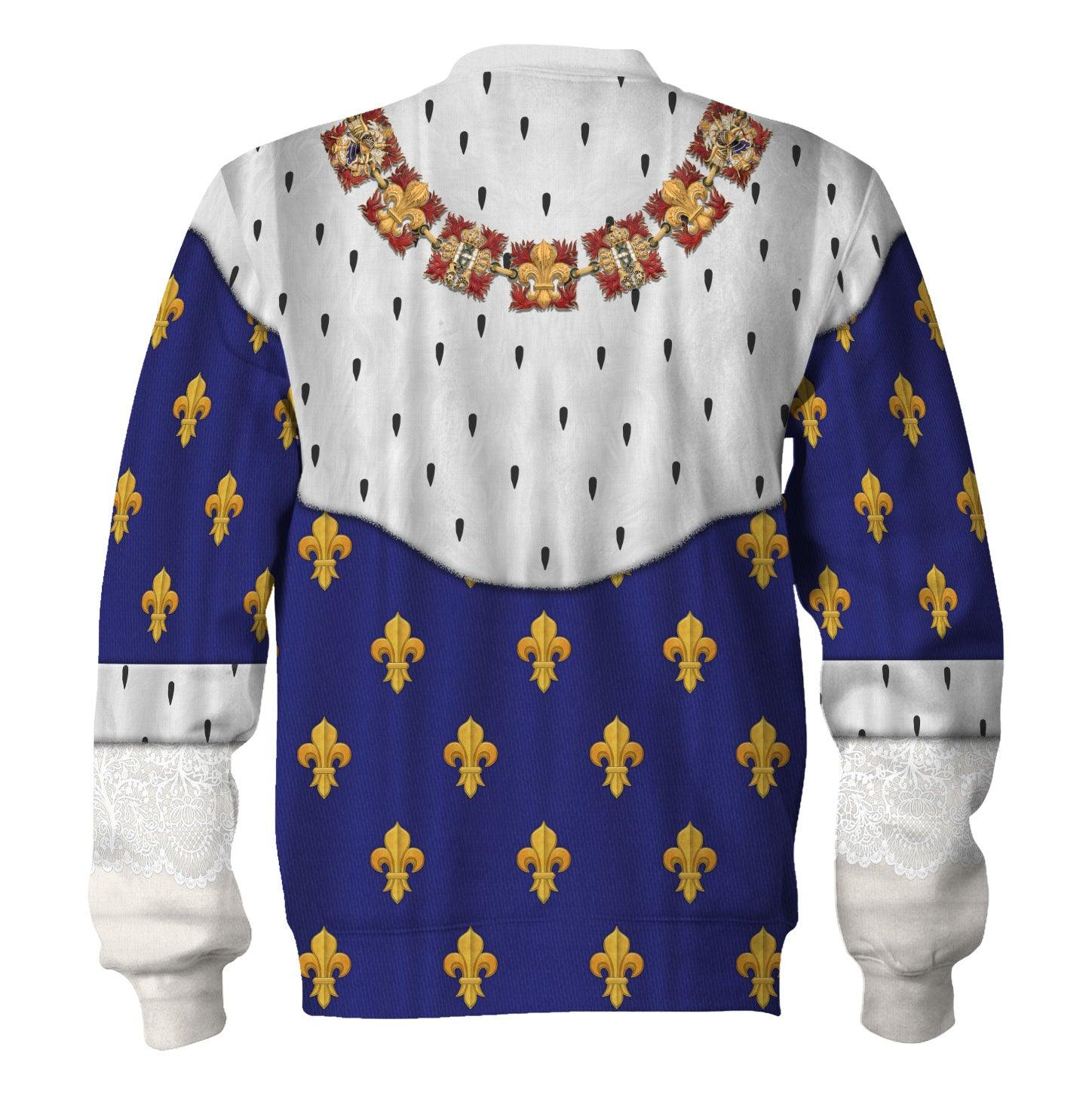 Gearhomie Charles X of France in Coronation Robes Blue Costume All Over Print Hoodie Sweatshirt T-Shirt Tracksuit - Gearhomie.com