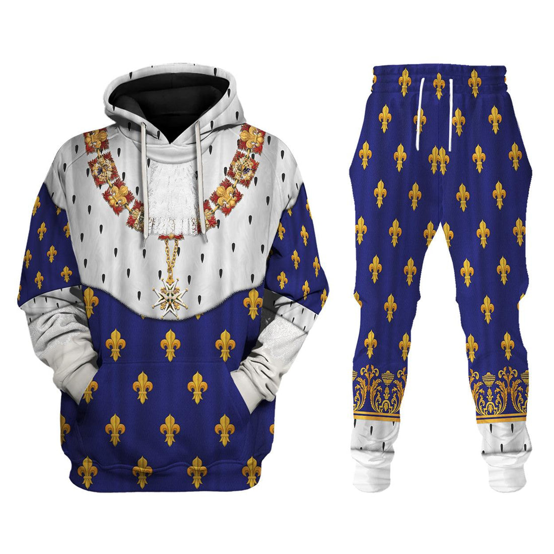 Gearhomie Charles X of France in Coronation Robes Blue Costume All Over Print Hoodie Sweatshirt T-Shirt Tracksuit - Gearhomie.com