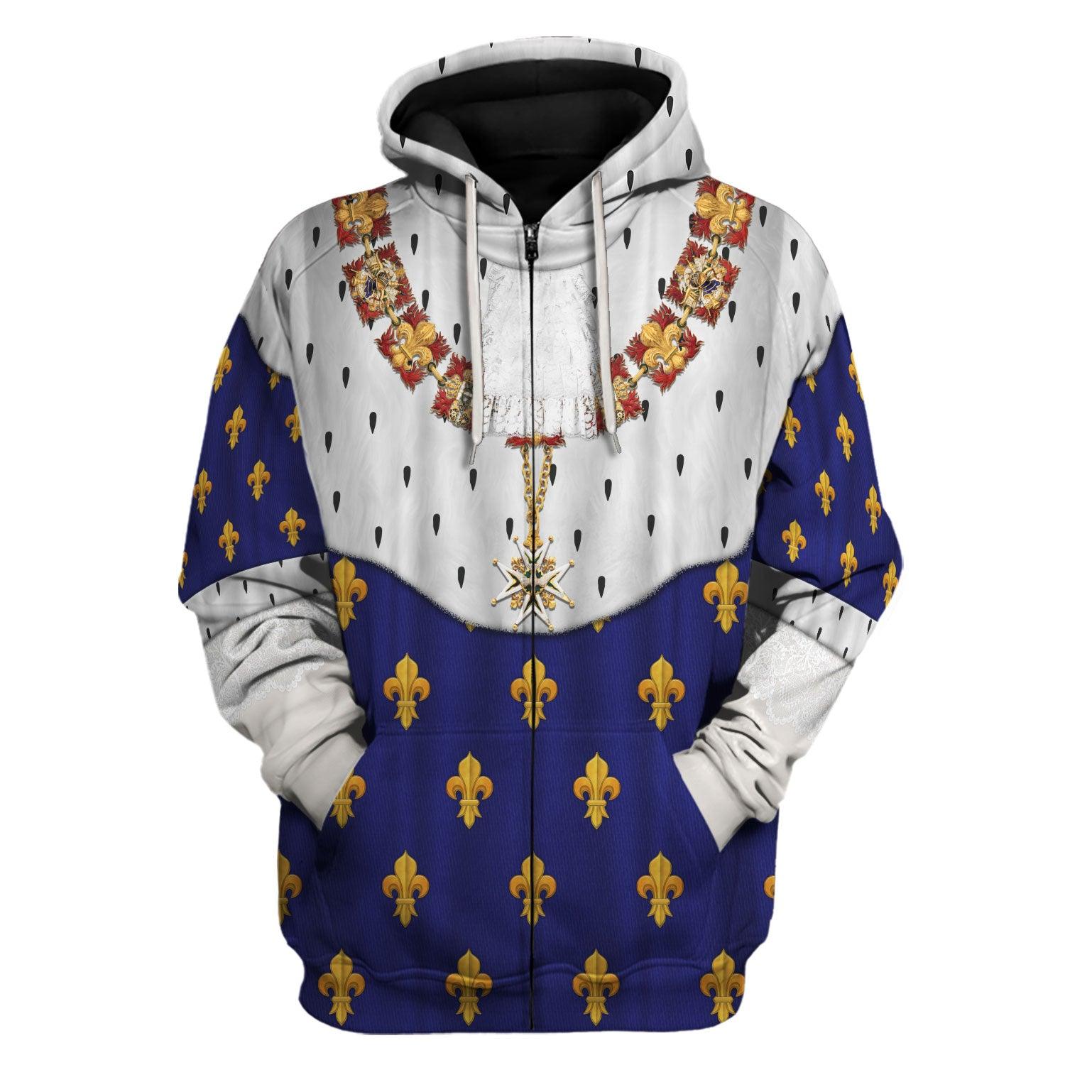 Gearhomie Charles X of France in Coronation Robes Blue Costume All Over Print Hoodie Sweatshirt T-Shirt Tracksuit - Gearhomie.com
