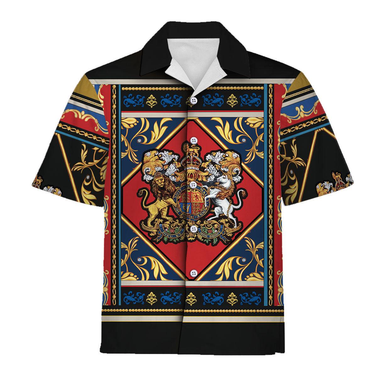 CustomsPig Coat of Arms Yellow Lion Hawaiian Shirt Polo Shirt - CustomsPig.com