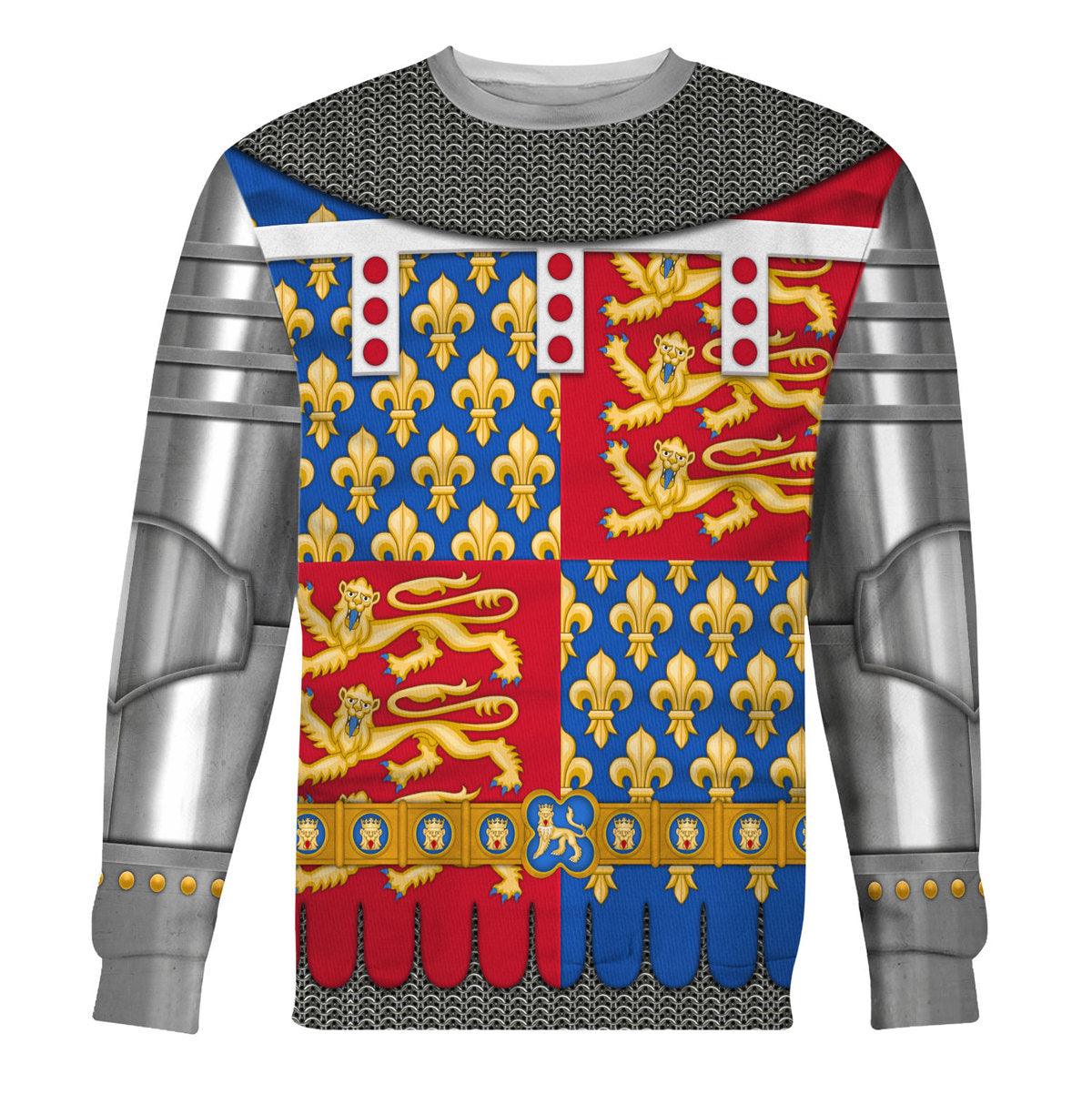 Gearhomie Edmund of Langley, 1st Duke of York Amour Knights Costume Hoodie Sweatshirt T-Shirt Tracksuit - Gearhomie.com