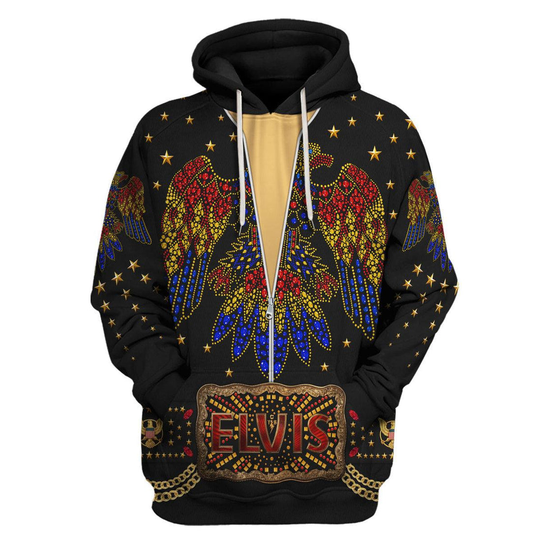 CustomsPig Elvis Aloha Costume from Hawaii Black Hoodie Sweatshirt T-Shirt Sweatpants - CustomsPig.com