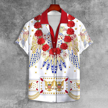 CustomsPig Elvis Aloha from Hawaii Flower UNISEX CASUAL HAWAIIAN SHIRT - CustomsPig.com