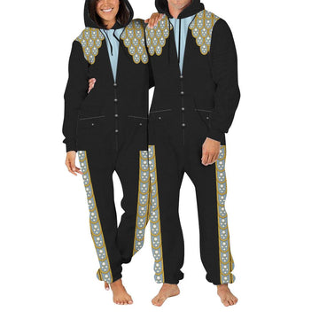 Gearhomie Elvis Armadillo suit in Blue on Black jumpsuit Costume - Gearhomie.com