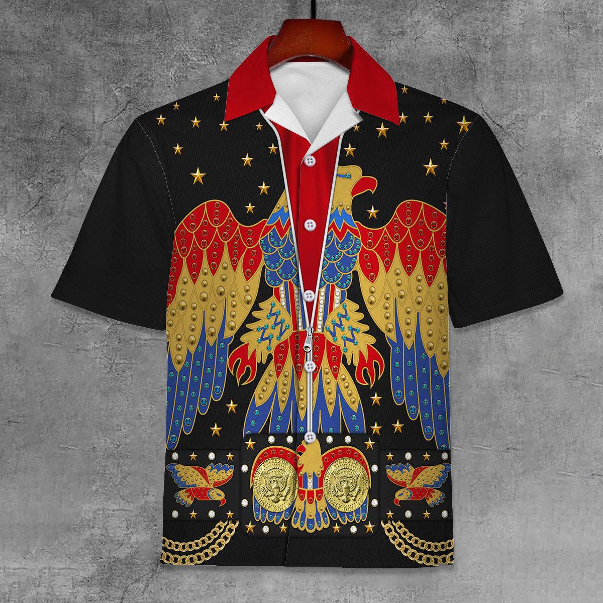 Gearhomie Elvis Eagle Black Unisex Hawaii Shirt - Gearhomie.com