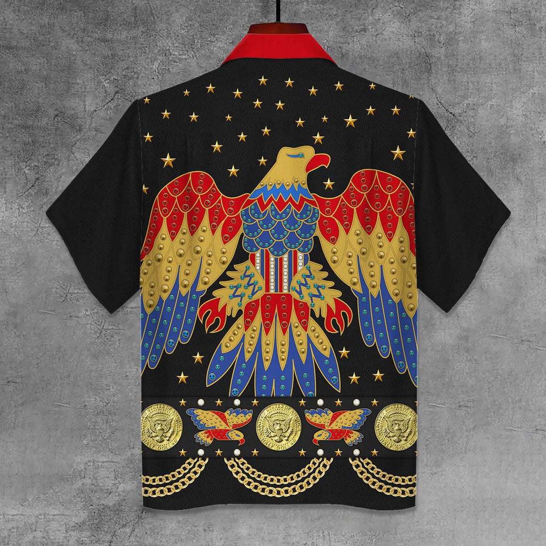 CustomsPig Elvis Eagle Black Unisex Hawaii Shirt - CustomsPig.com