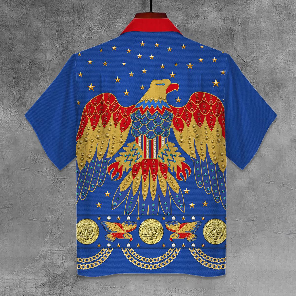 Gearhomie Elvis Eagle Blue Unisex Hawaii Shirt - Gearhomie.com