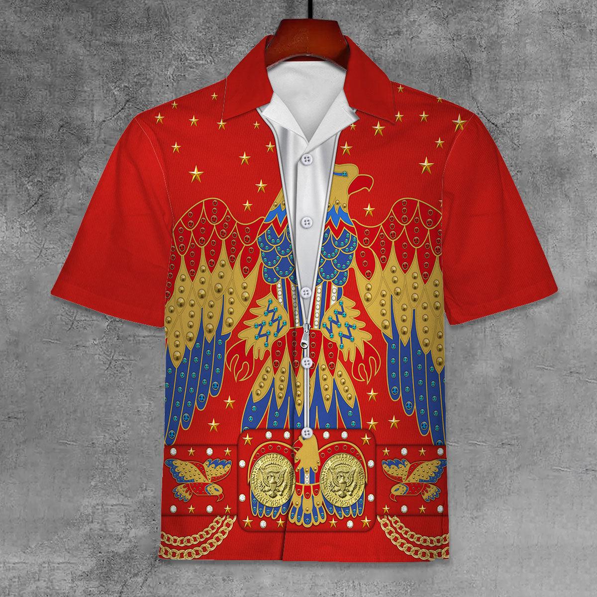 CustomsPig Elvis Eagle Red Unisex Hawaii Shirt - CustomsPig.com