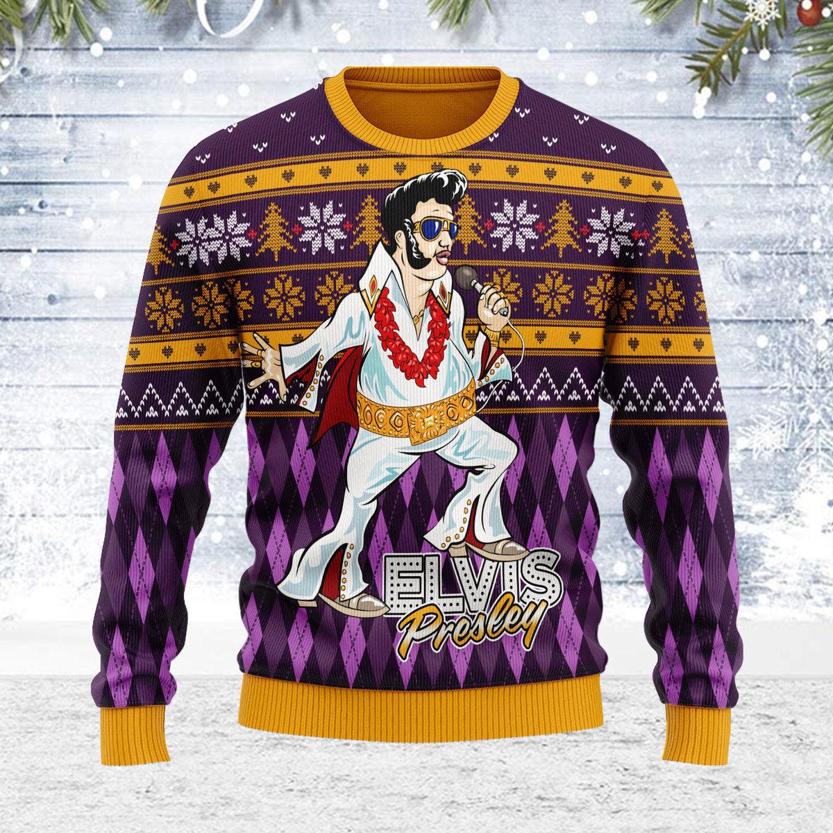 Gearhomie Elvis Fatley Meme Christmas Ugly Sweater - Gearhomie.com