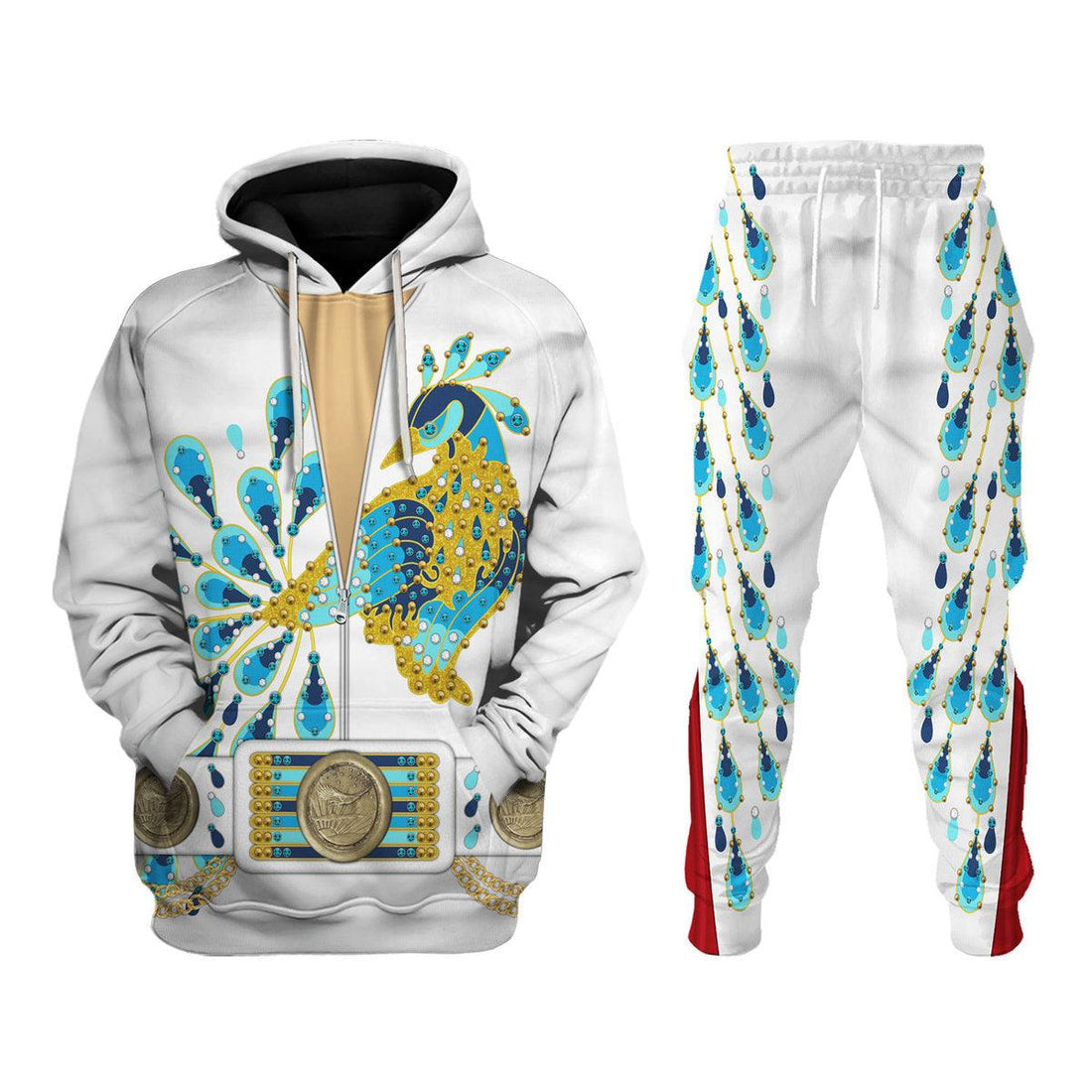 Gearhomie Elvis Presley Peacock Outfit Costume Hoodie Sweatshirt T-Shirt Sweatpants - DucG