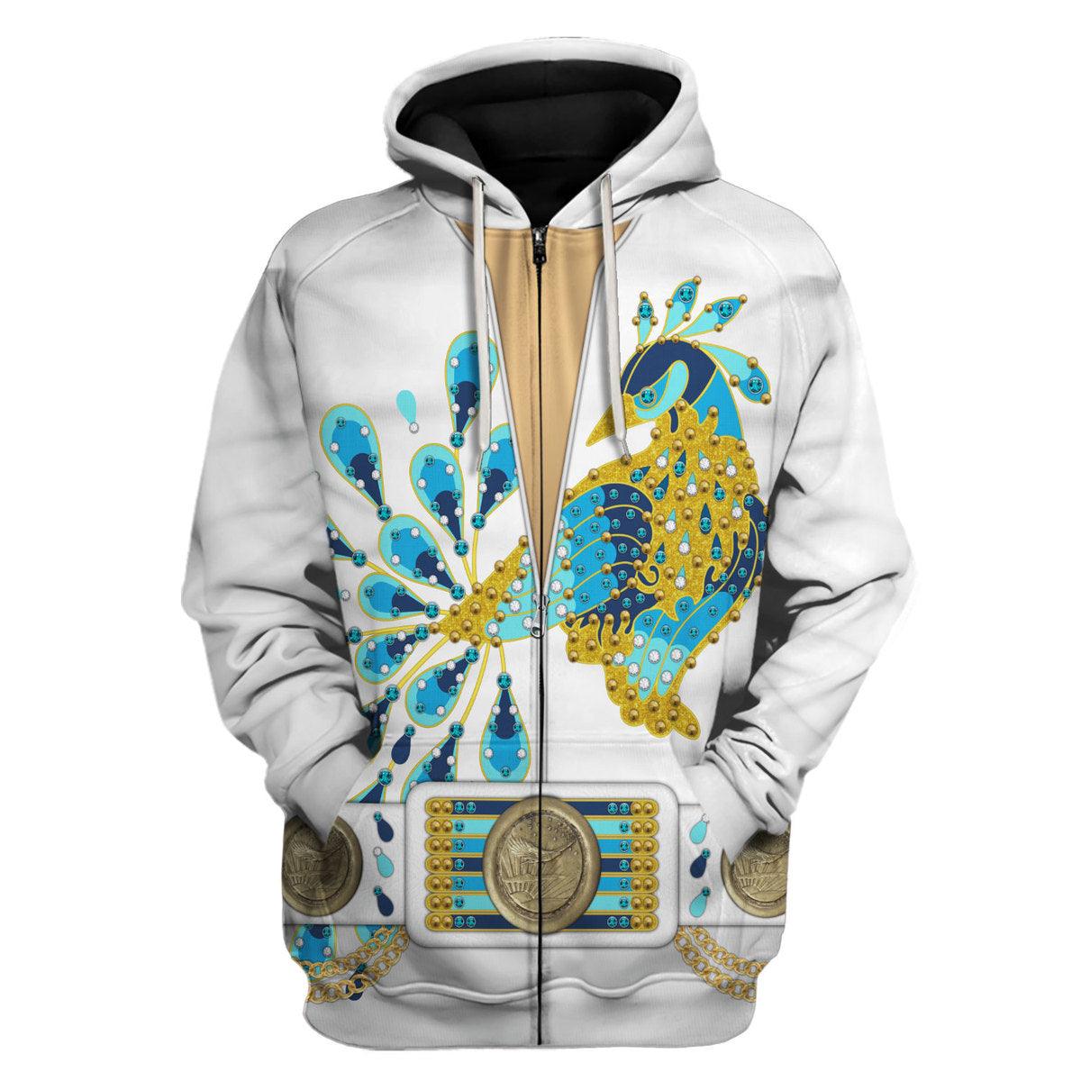 Gearhomie Elvis Presley Peacock Outfit Costume Hoodie Sweatshirt T-Shirt Sweatpants - DucG