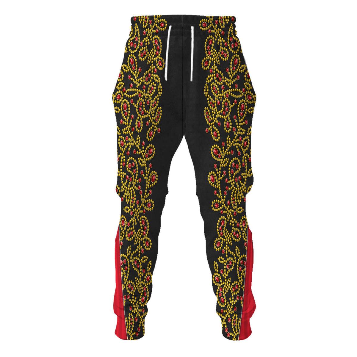 Gearhomie Elvis Spanish Flower - Black With Red Stones Costume Hoodie Sweatshirt T-Shirt Sweatpants - Gearhomie.com