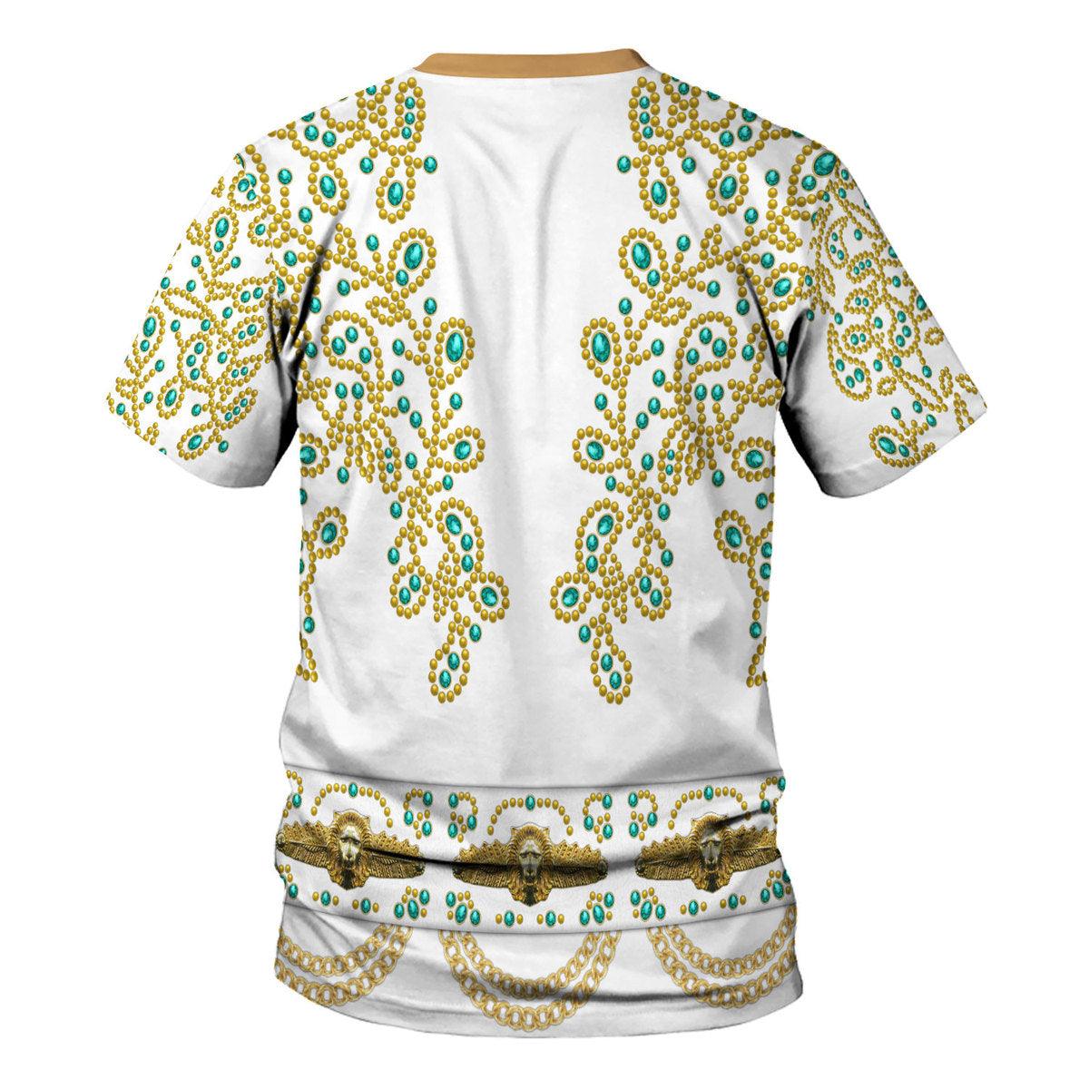 Oodiegang Elvis Spanish Flower - White With Green Stones Costume Hoodie Sweatshirt T-Shirt Sweatpants - Oodiegang.com