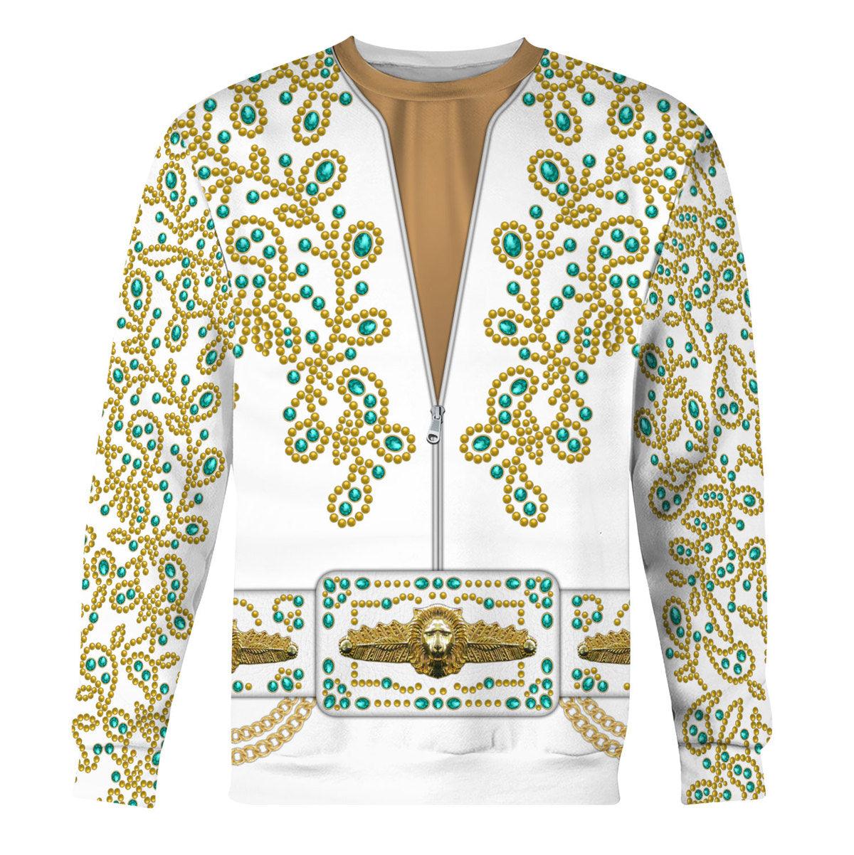 Oodiegang Elvis Spanish Flower - White With Green Stones Costume Hoodie Sweatshirt T-Shirt Sweatpants - Oodiegang.com
