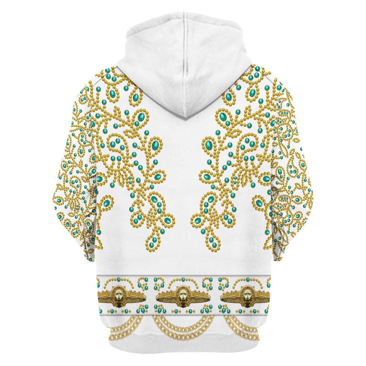 Gearhomie Elvis Spanish Flower - White With Green Stones Costume Hoodie Sweatshirt T-Shirt Sweatpants - Gearhomie.com
