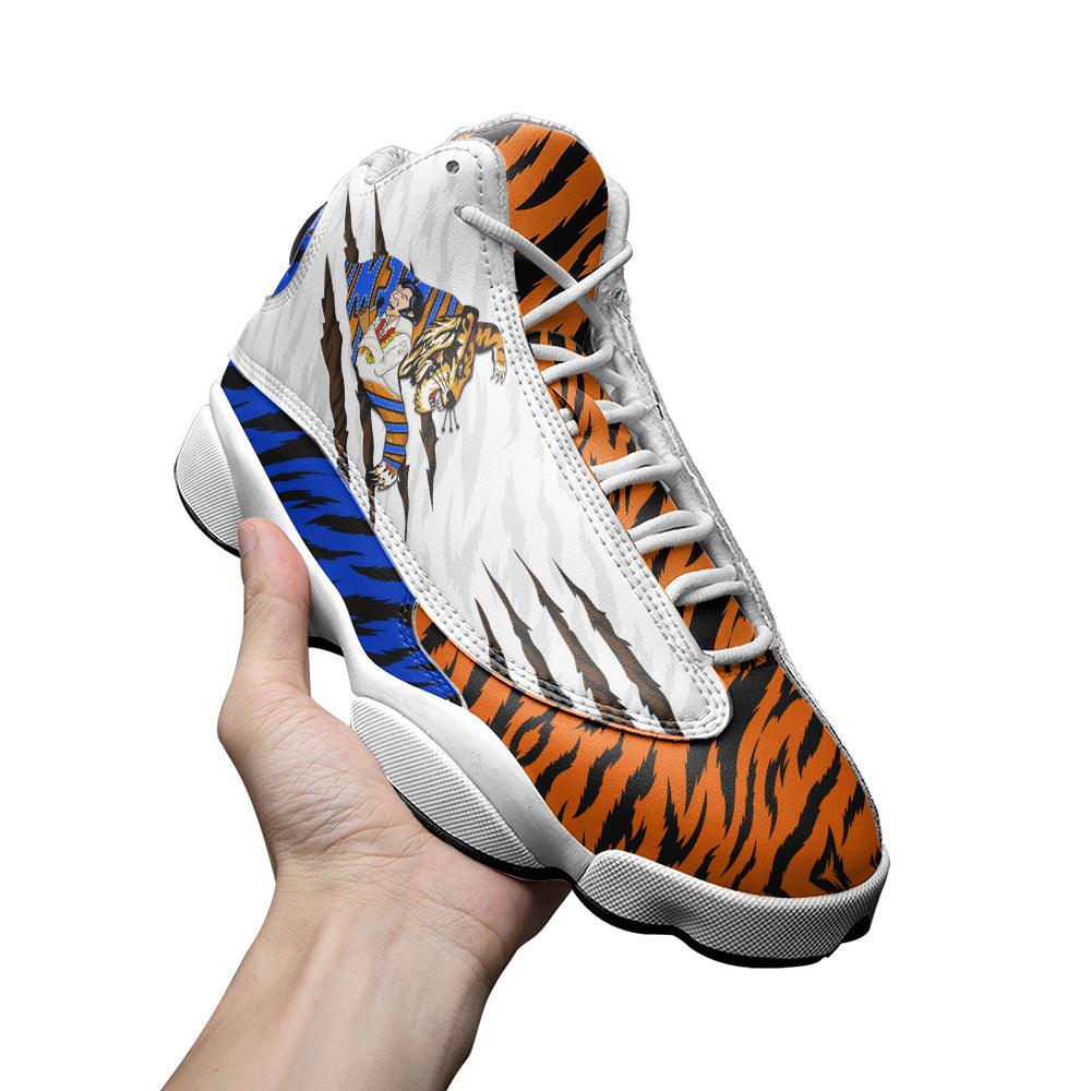 Gearhomie Elvis Tiger Art Unisex AJ13 Shoes White - Gearhomie.com