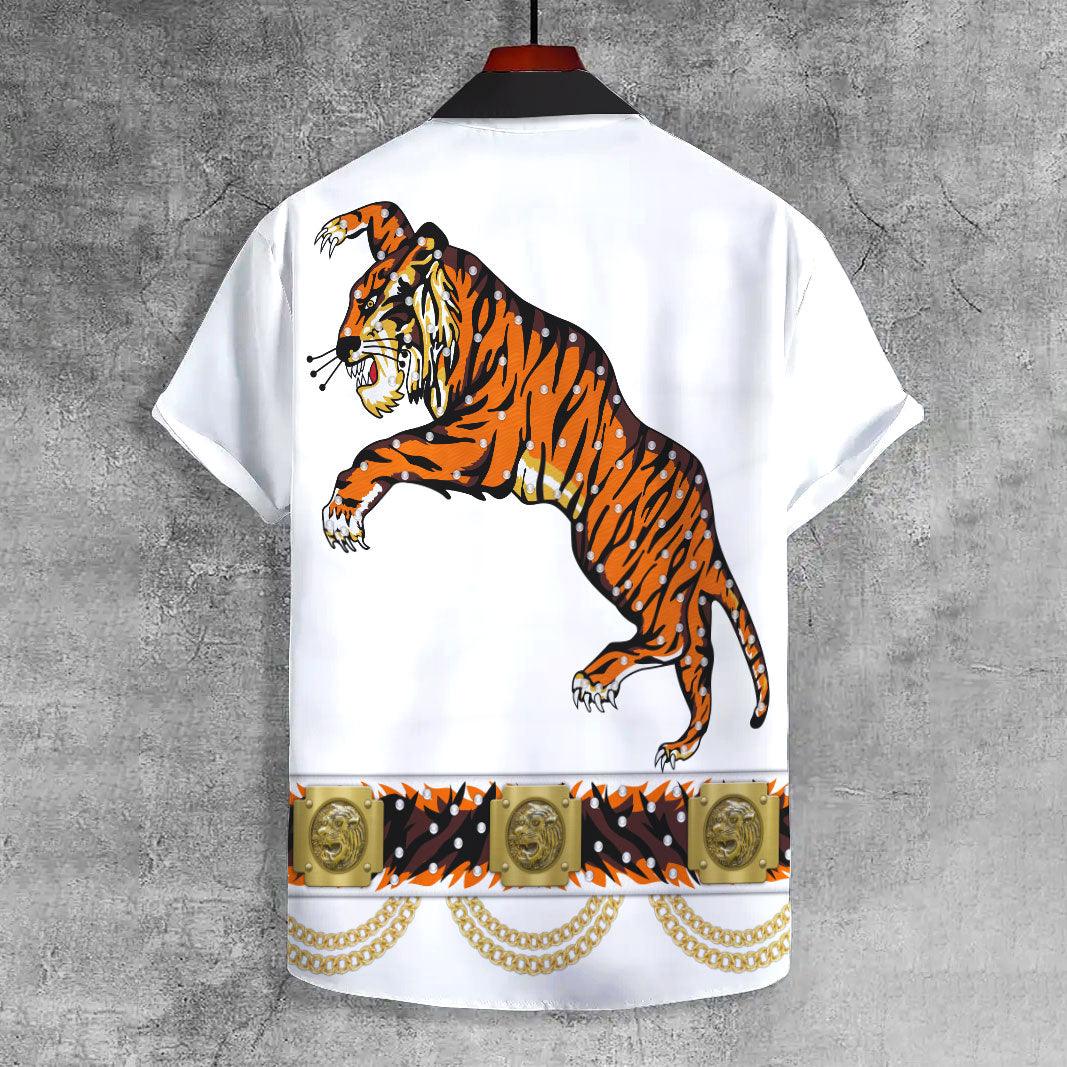CustomsPig Elvis Tiger UNISEX CASUAL HAWAIIAN SHIRT - CustomsPig.com