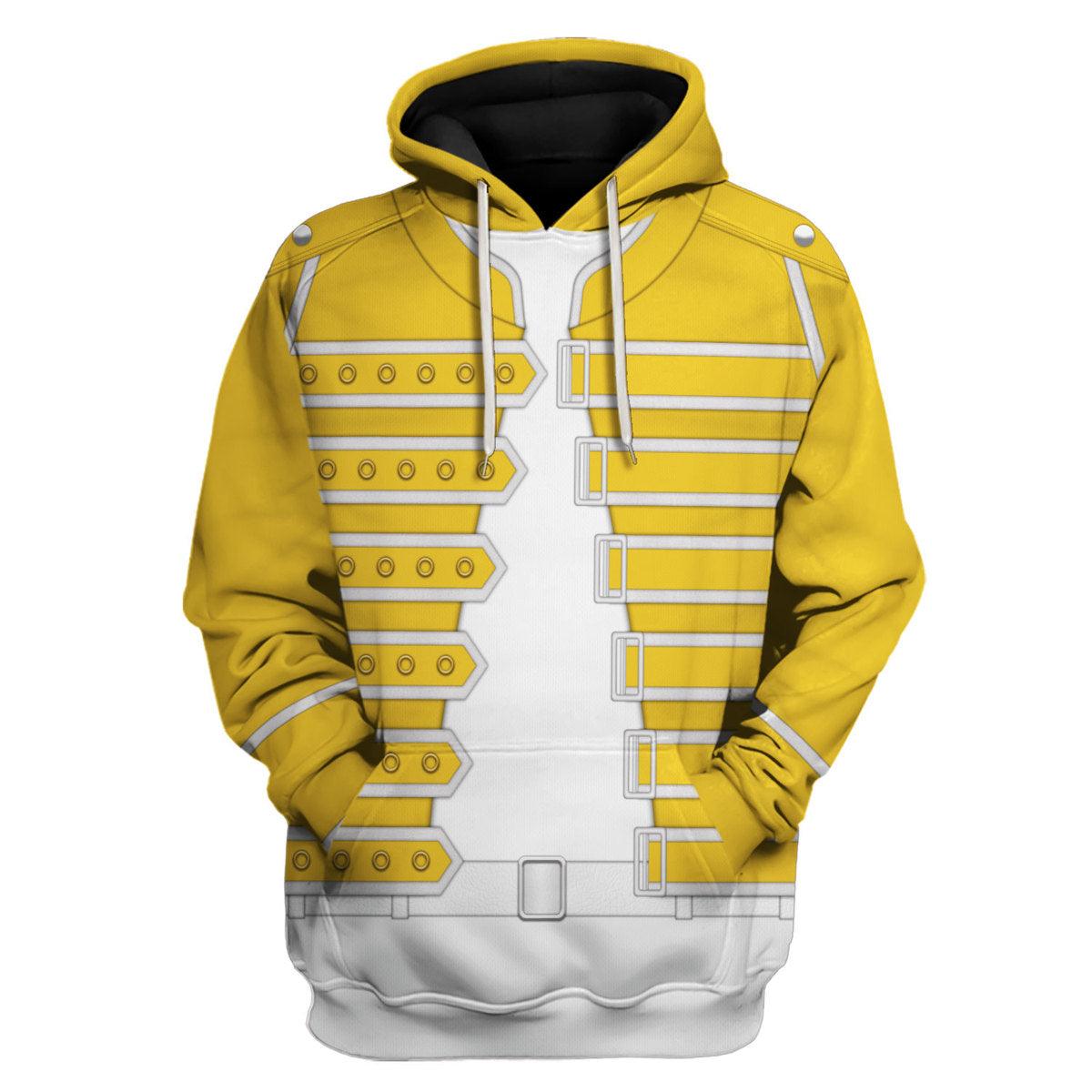 Gearhomie Freddie Mercury Costume Wembley Yellow Hoodie Sweatshirt T-Shirt Tracksuit - Gearhomie.com