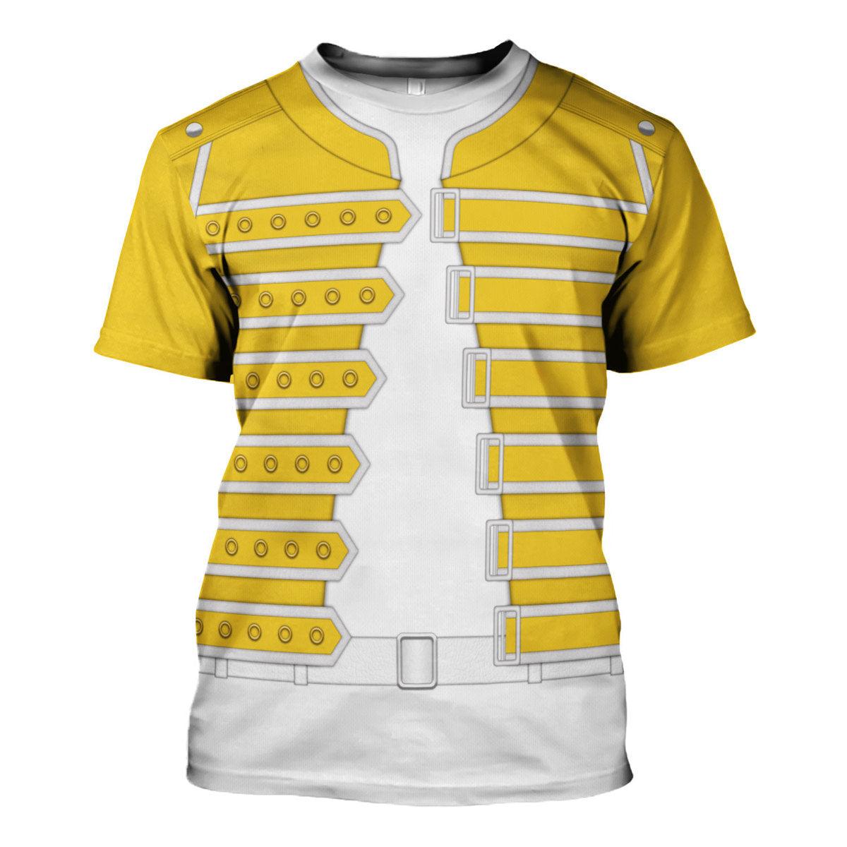 Gearhomie Freddie Mercury Costume Wembley Yellow Hoodie Sweatshirt T-Shirt Tracksuit - Gearhomie.com