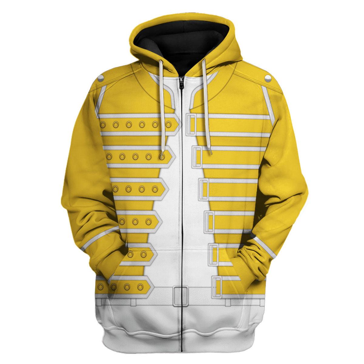 Gearhomie Freddie Mercury Costume Wembley Yellow Hoodie Sweatshirt T-Shirt Tracksuit - Gearhomie.com