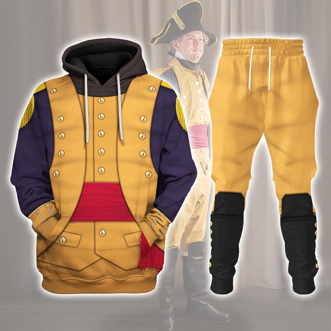 Gearhomie George Washington Uniform All Over Print Hoodie Sweatshirt T-Shirt Tracksuit - Gearhomie.com