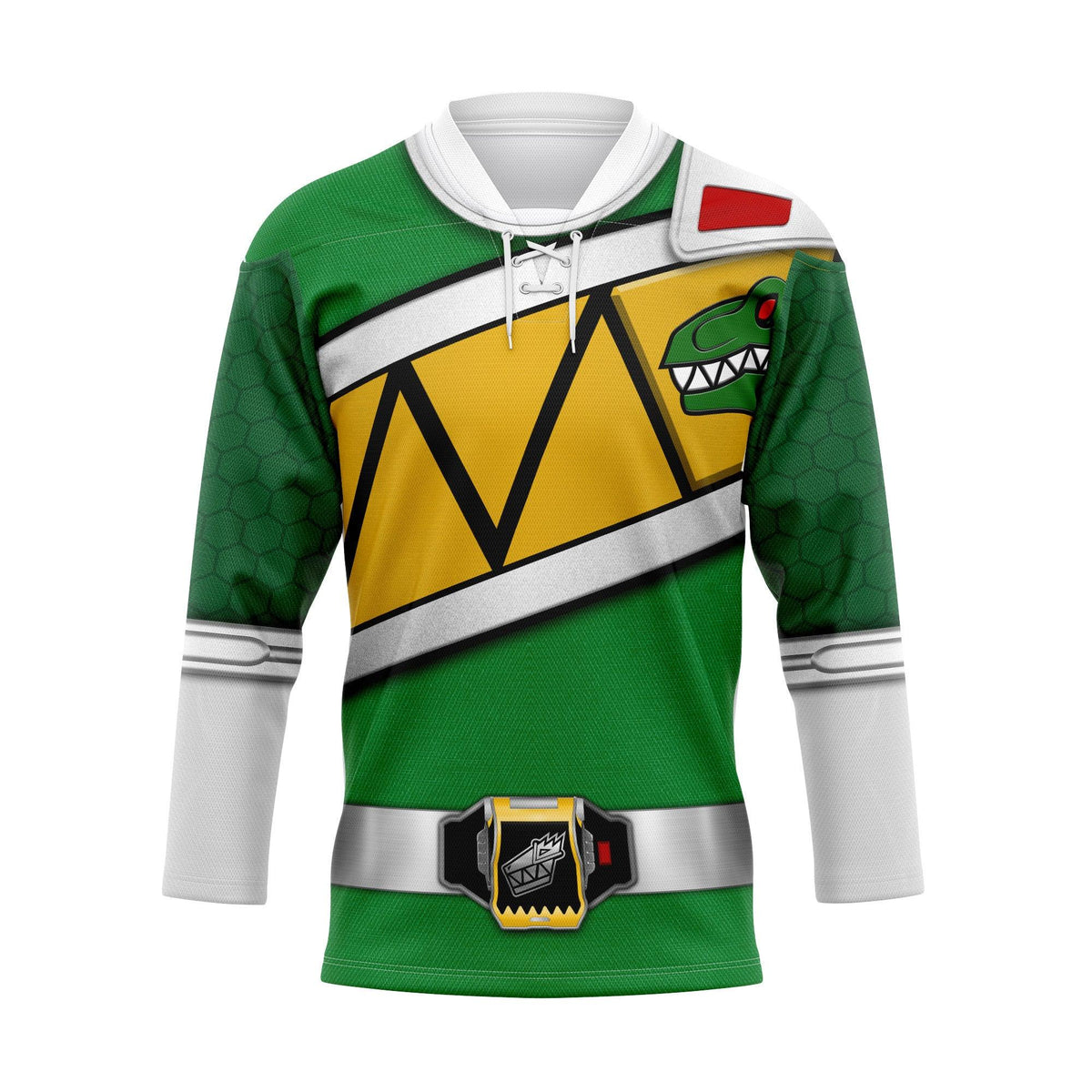 Gearhomie Green Power Rangers Dino Charge Hockey Jersey - Gearhomie.com