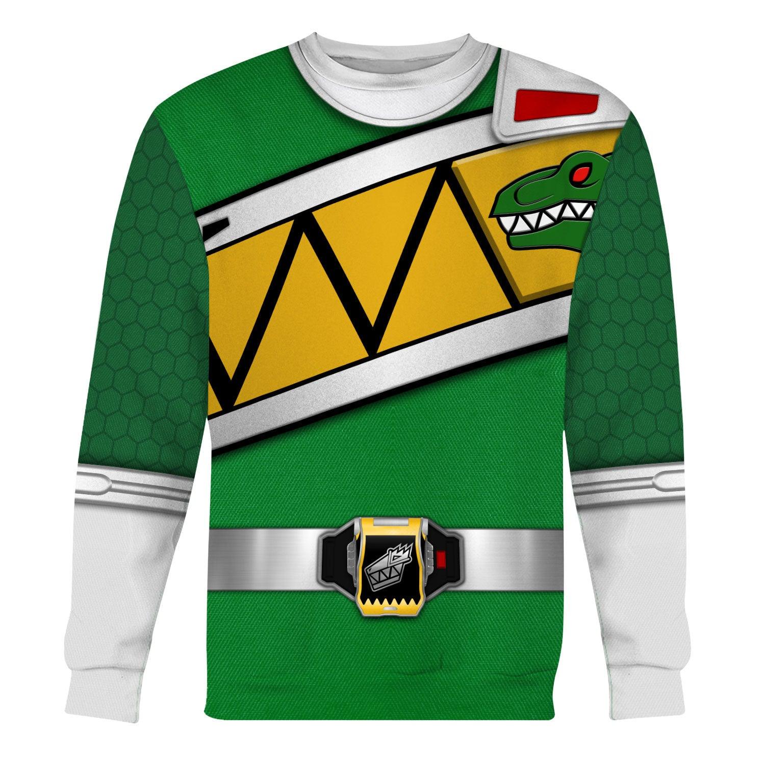 Gearhomie Green Power Rangers Dino Charge Hoodies Sweatshirt T-shirt Hawaiian Tracksuit - Gearhomie.com