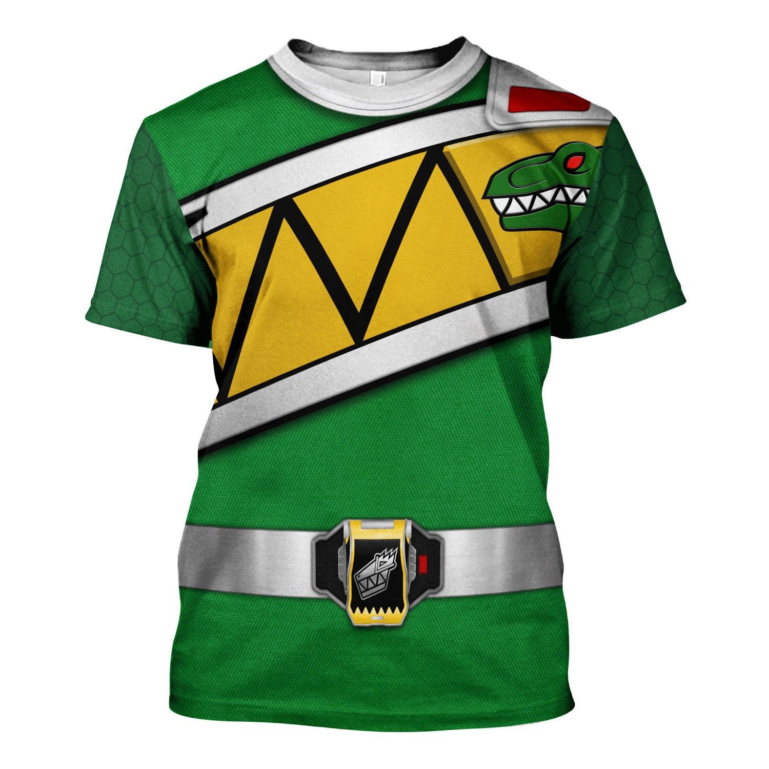 Gearhomie Green Power Rangers Dino Charge Hoodies Sweatshirt T-shirt Hawaiian Tracksuit - Gearhomie.com
