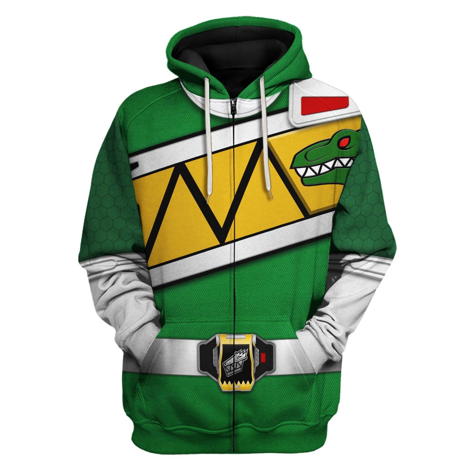 Gearhomie Green Power Rangers Dino Charge Hoodies Sweatshirt T-shirt Hawaiian Tracksuit - Gearhomie.com