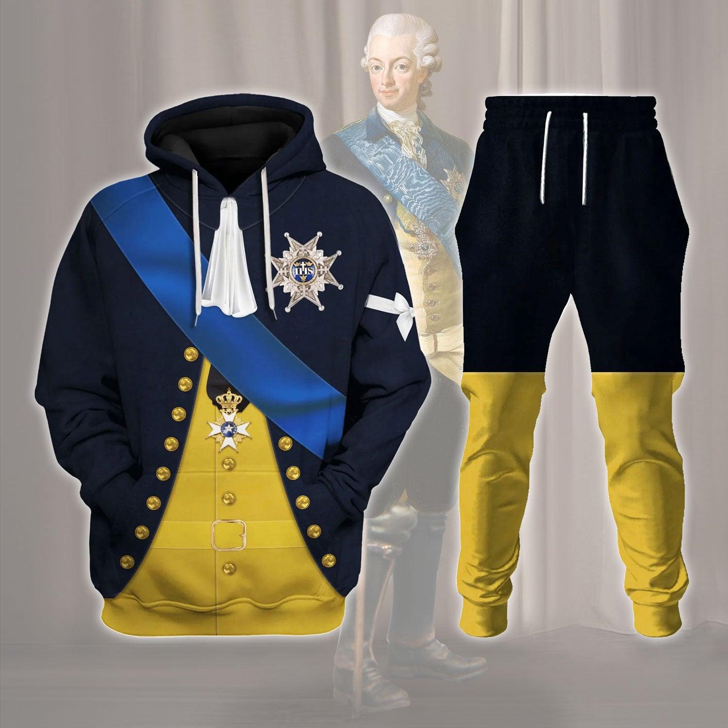 Gearhomie Gustav III Monarch of Sweden Costume Hoodie Sweatshirt T-Shirt Tracksuit - Gearhomie.com