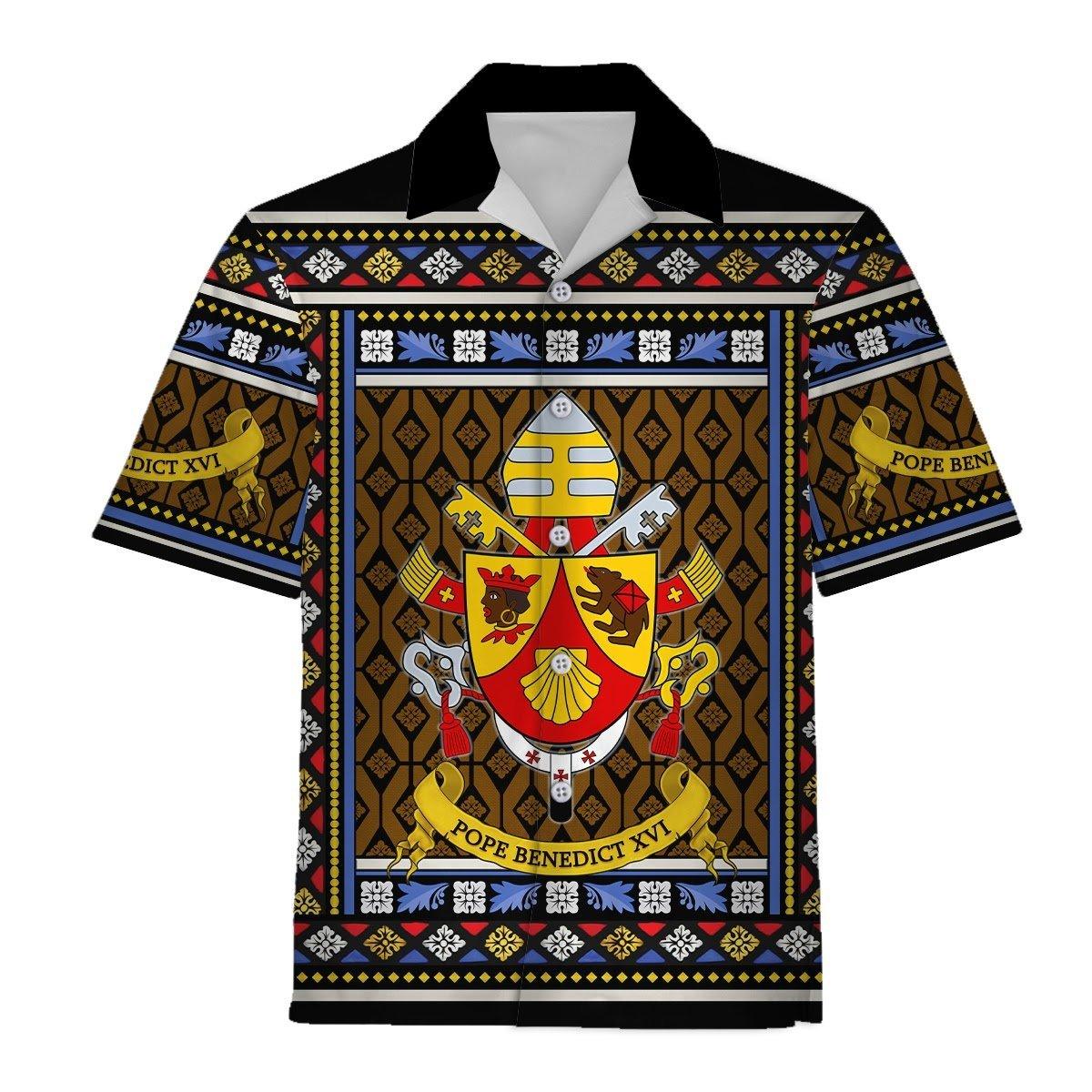 Gearhomie Hawaiian Shirt Benedict XVI Coat Of Arms 3D Apparel - Gearhomie.com
