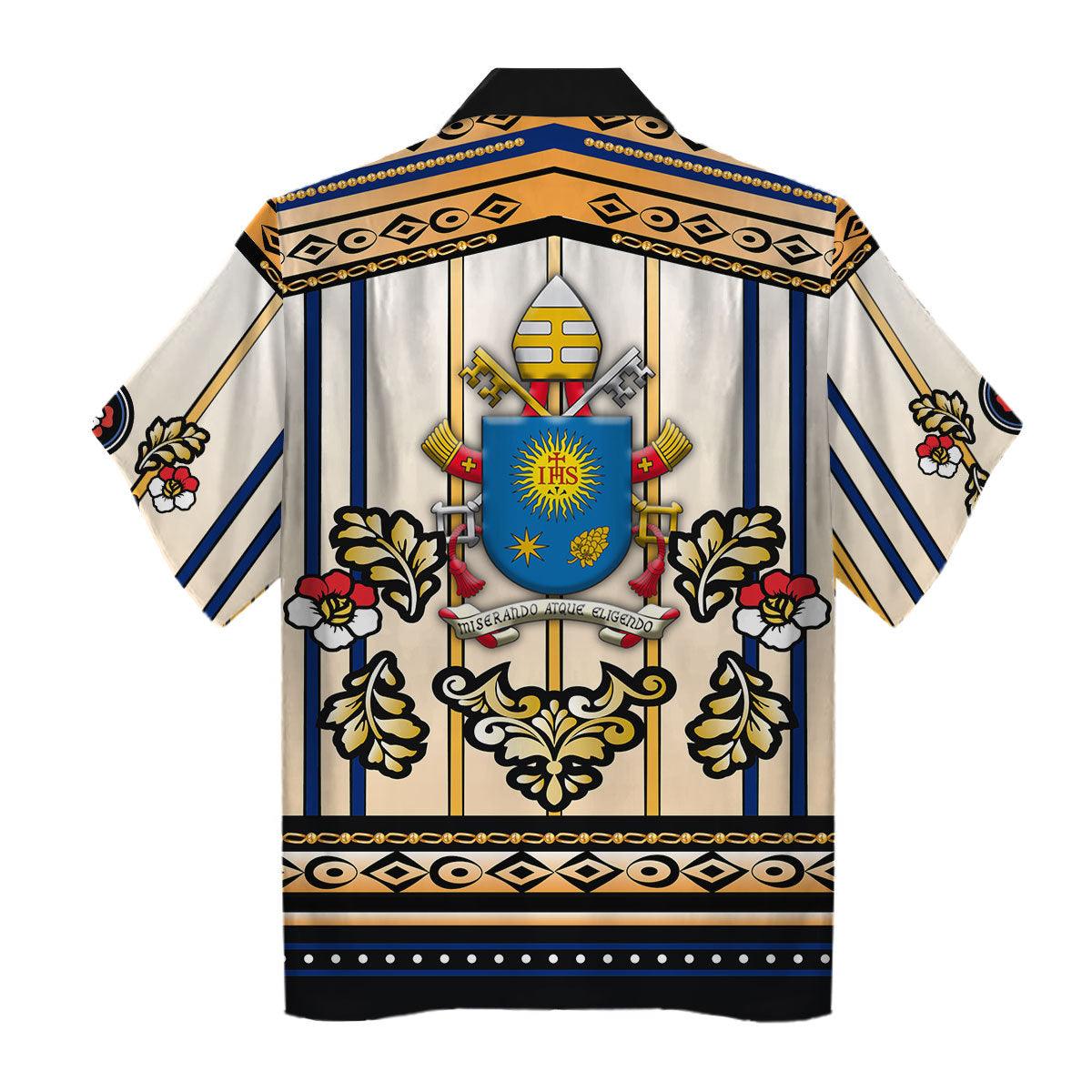 Gearhomie Hawaiian Shirt Pope Francis Stained Glass 3D Apparel - Gearhomie.com