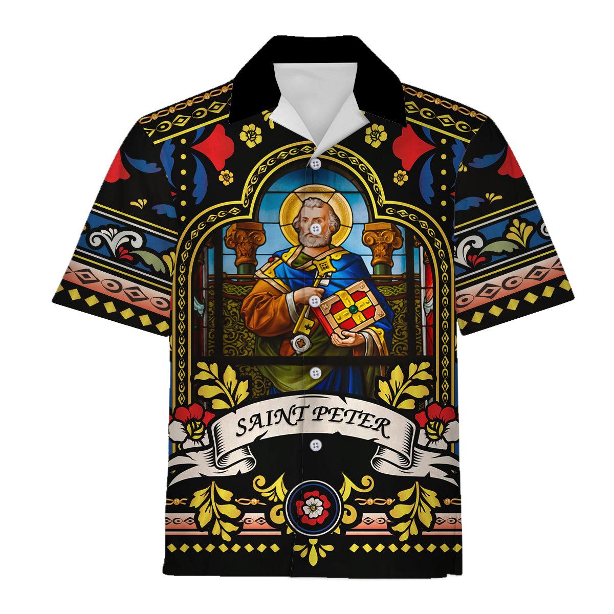Gearhomie Hawaiian Shirt Pope St Peter Stained Glass 3D Apparel - Gearhomie.com