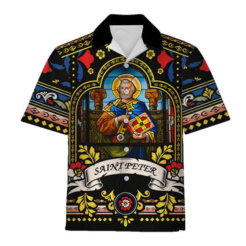 Gearhomie Hawaiian Shirt Pope St Peter Stained Glass 3D Apparel - Gearhomie.com