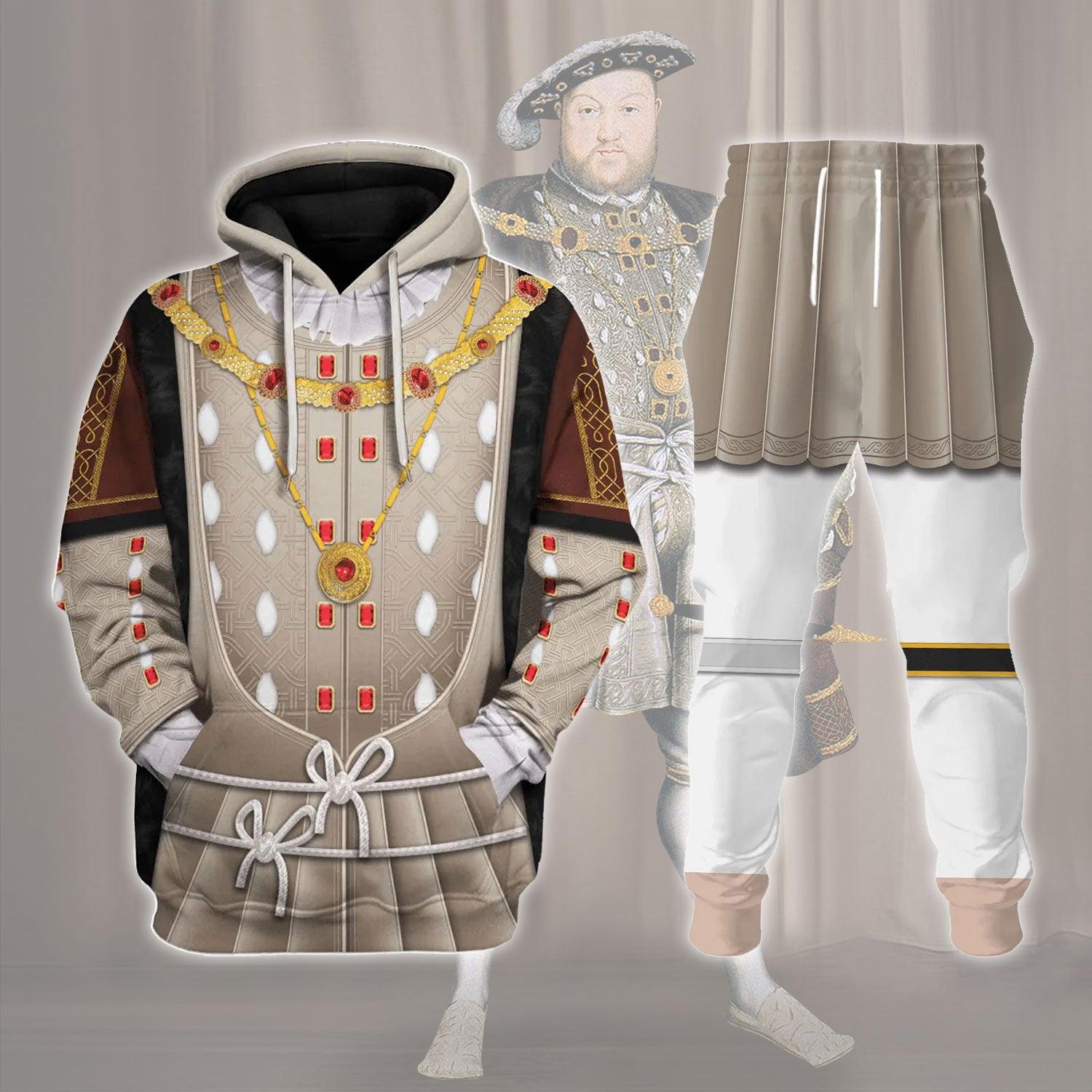 Gearhomie Henry VIII King of England Costume Hoodie Sweatshirt T-Shirt Tracksuit - Gearhomie.com