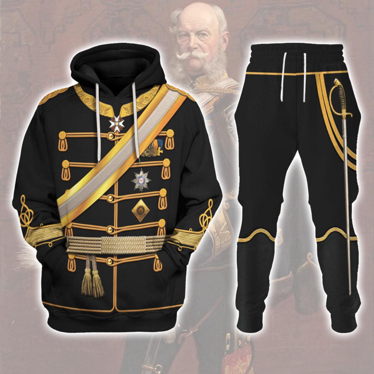 Gearhomie Kaiser Wilhelm I in a Hussar's Uniform German Emperor Costume Hoodie Sweatshirt T-Shirt Tracksuit - Gearhomie.com