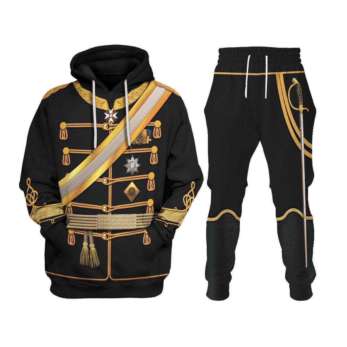 Gearhomie Kaiser Wilhelm I in a Hussar's Uniform German Emperor Costume Hoodie Sweatshirt T-Shirt Tracksuit - Gearhomie.com