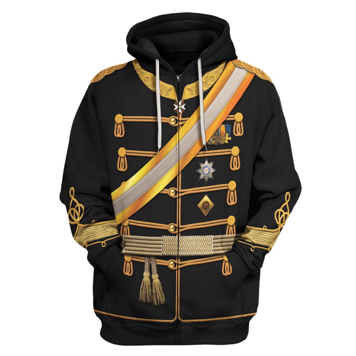 Gearhomie Kaiser Wilhelm I in a Hussar's Uniform German Emperor Costume Hoodie Sweatshirt T-Shirt Tracksuit - Gearhomie.com