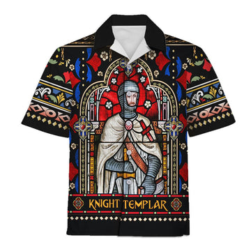 Gearhomie Knight Templar Stained Glass Hawaiian Shirt Polo Shirt - Gearhomie.com