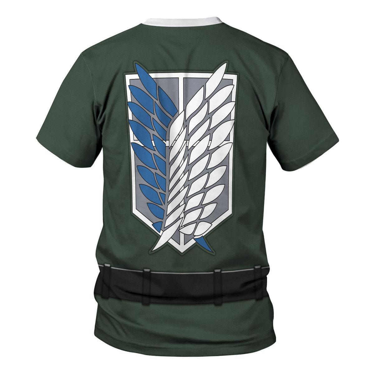 Gearhomie Levi Ackerman Survey Corps Green Hoodie Sweatshirt T-Shirt Sweatpants - Gearhomie.com