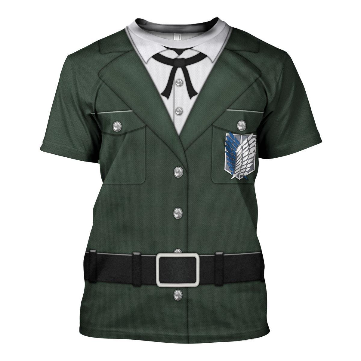Gearhomie Levi Ackerman Survey Corps Green Hoodie Sweatshirt T-Shirt Sweatpants - Gearhomie.com