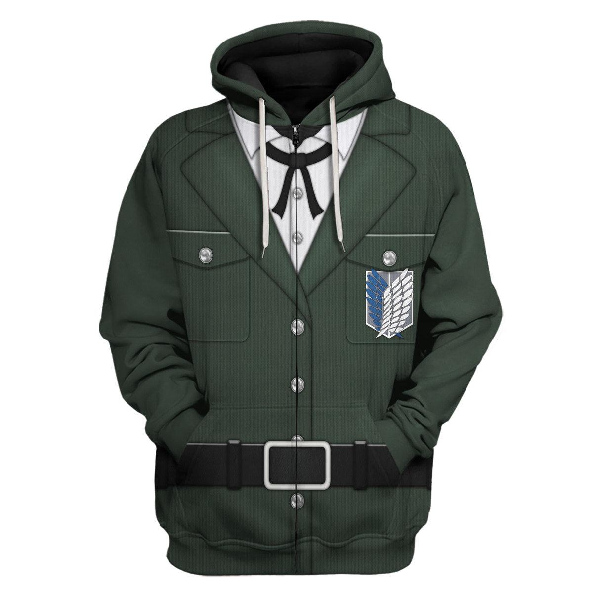 Gearhomie Levi Ackerman Survey Corps Green Hoodie Sweatshirt T-Shirt Sweatpants - Gearhomie.com