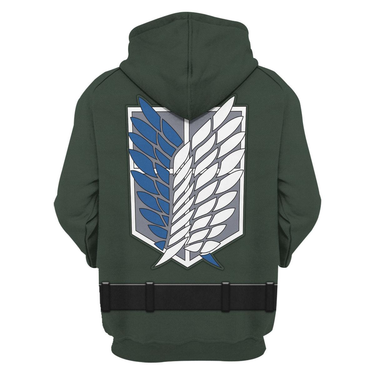 Gearhomie Levi Ackerman Survey Corps Green Hoodie Sweatshirt T-Shirt Sweatpants - Gearhomie.com