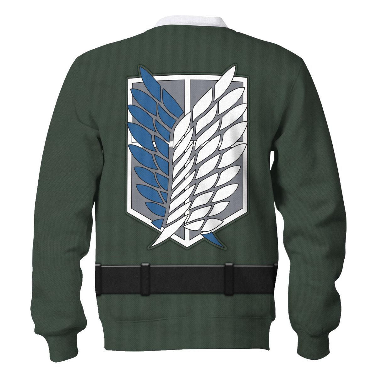 Gearhomie Levi Ackerman Survey Corps Green Hoodie Sweatshirt T-Shirt Sweatpants - Gearhomie.com